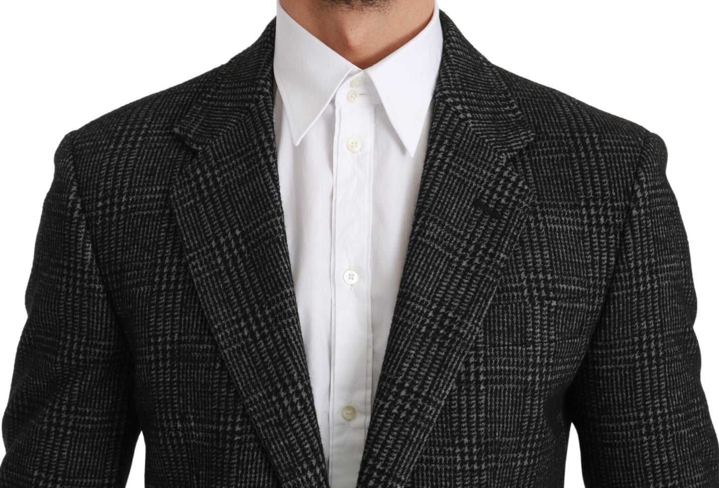 Dolce & Gabbana Gray Plaid Check Slim Fit Jacket Men's Blazer