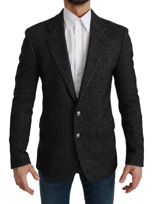 Dolce & Gabbana Gray Plaid Check Slim Fit Jacket Men's Blazer