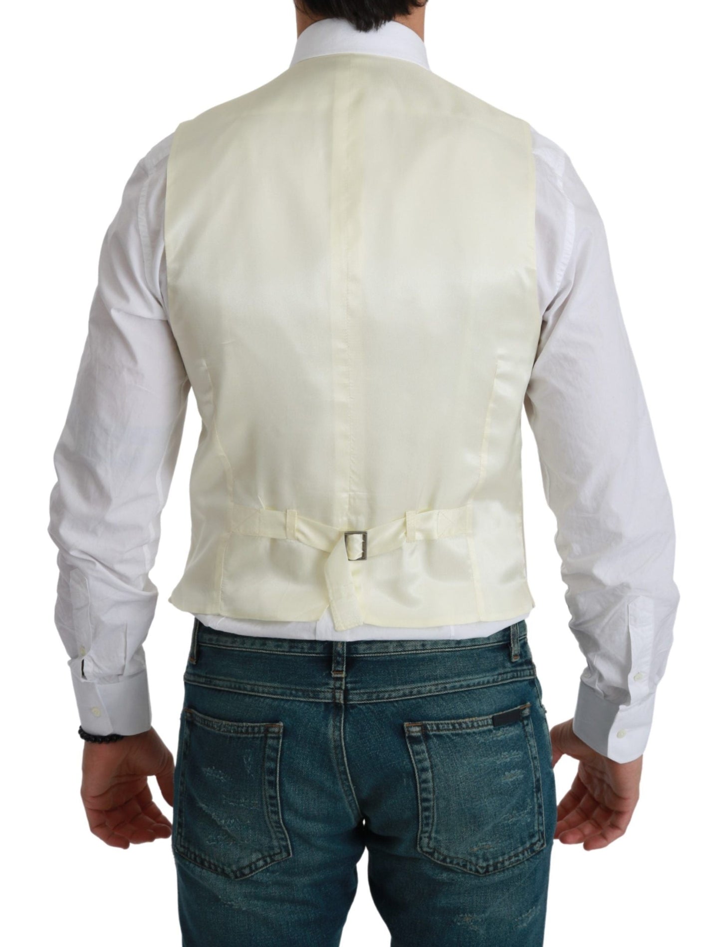 Dolce & Gabbana White Waistcoat Formal Wool  Men's Vest