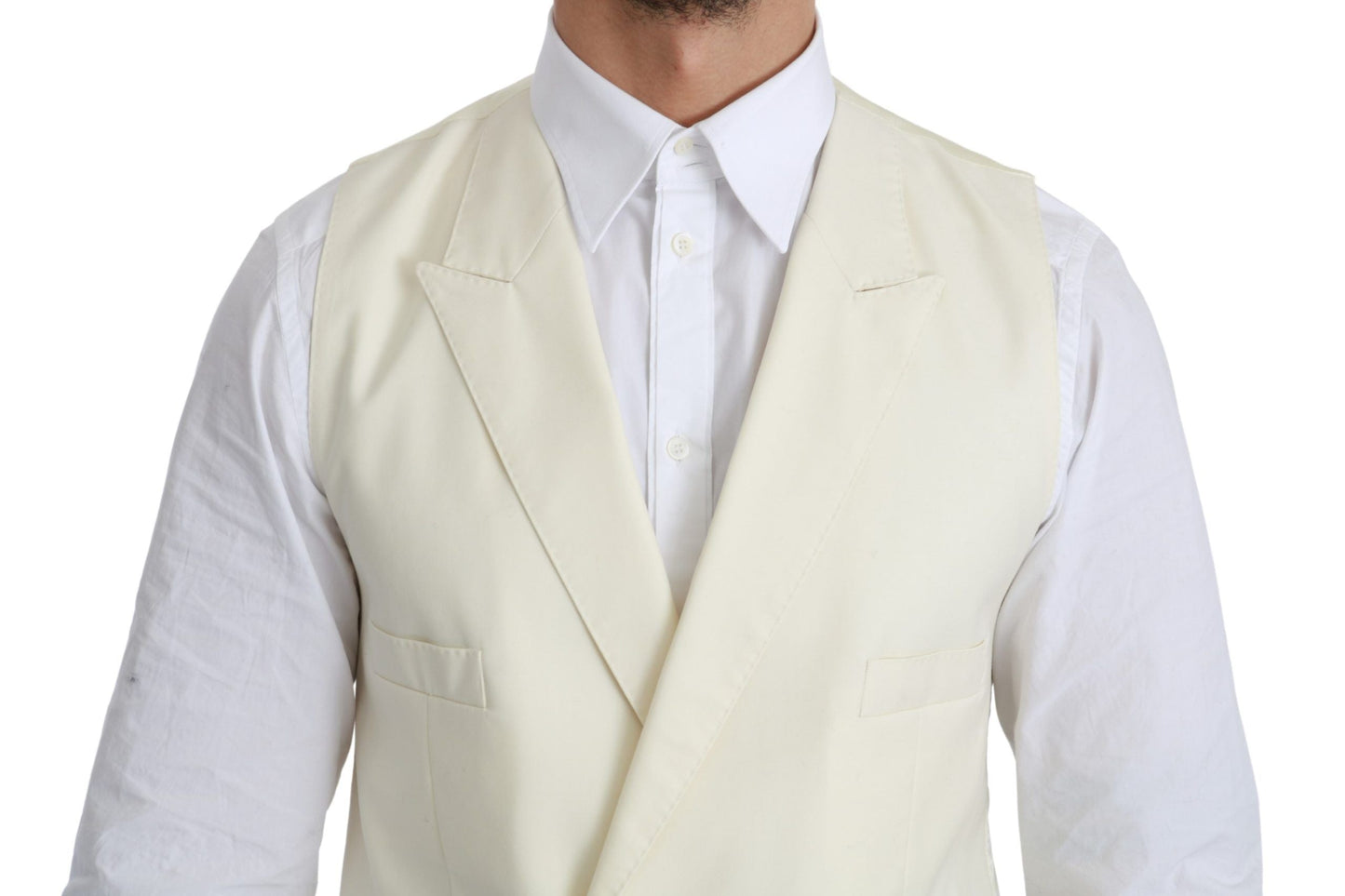 Dolce & Gabbana White Waistcoat Formal Wool  Men's Vest
