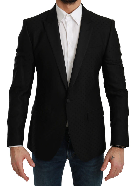 Dolce & Gabbana Black Slim Fit Coat Jacket MARTINI Men's Blazer