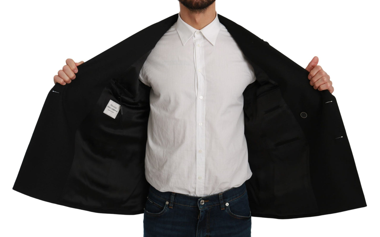 Dolce & Gabbana Black Slim Fit Jacket Coat Wool Men's Blazer