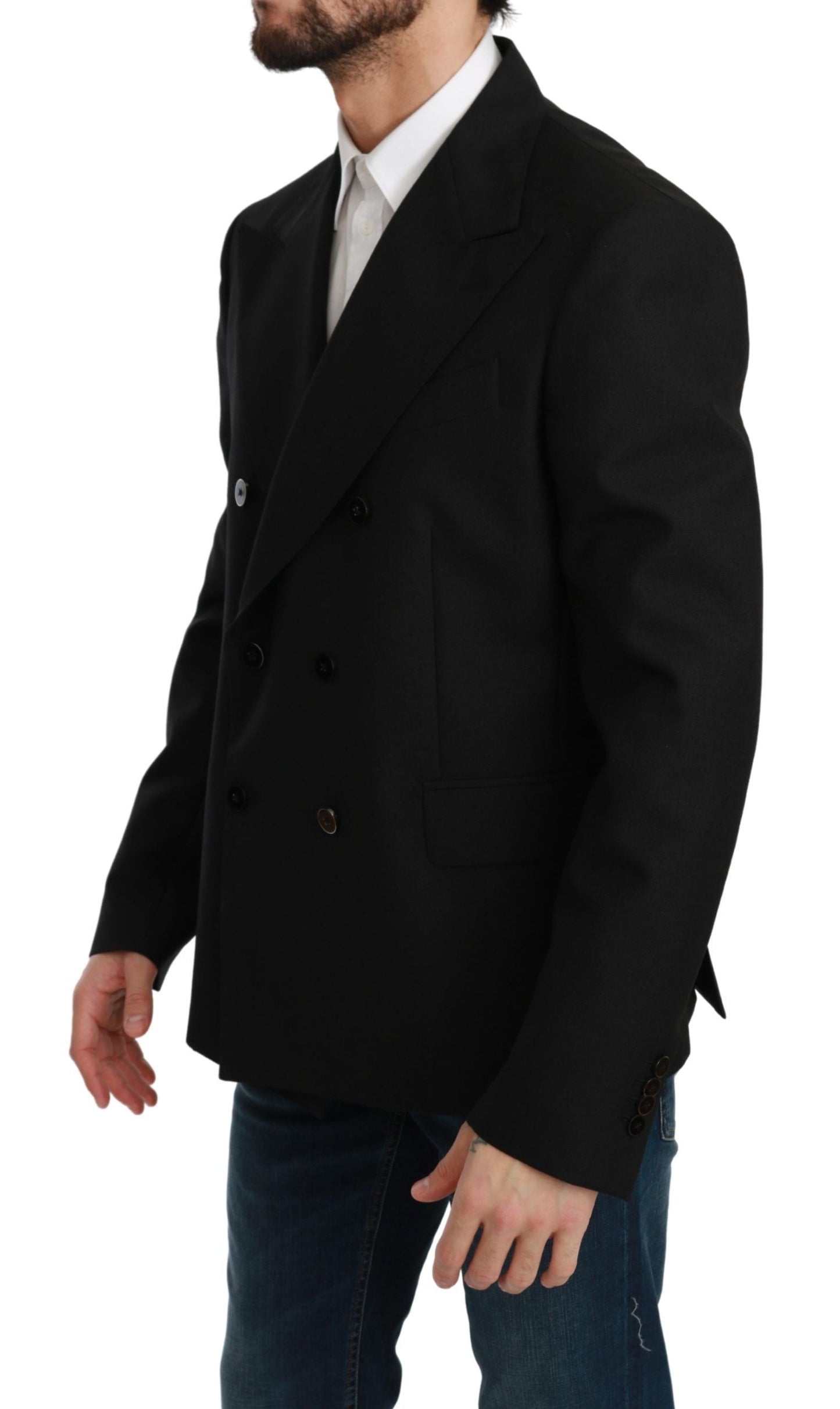 Dolce & Gabbana Black Slim Fit Jacket Coat Wool Men's Blazer