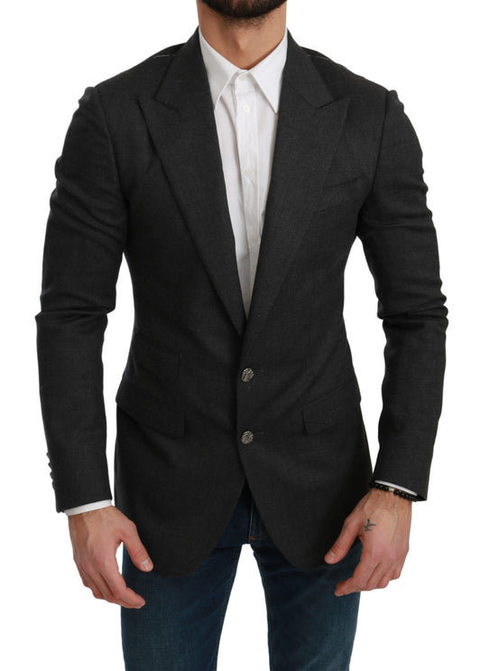 Dolce & Gabbana Gray NAPOLI Slim Fit Jacket Wool Men's Blazer