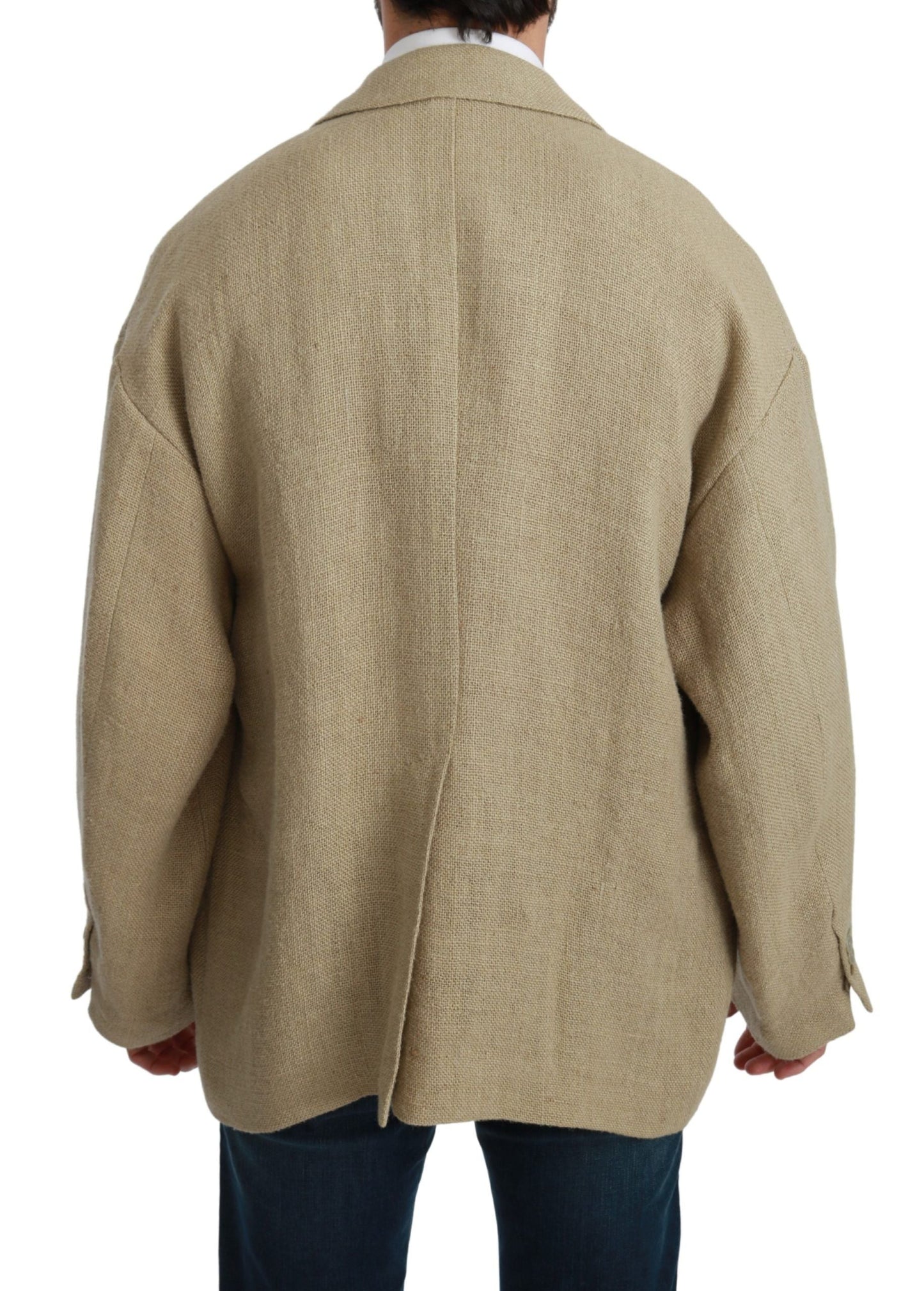 Dolce & Gabbana Beige Jacket Men's 100% Jute Blazer Men's Coat