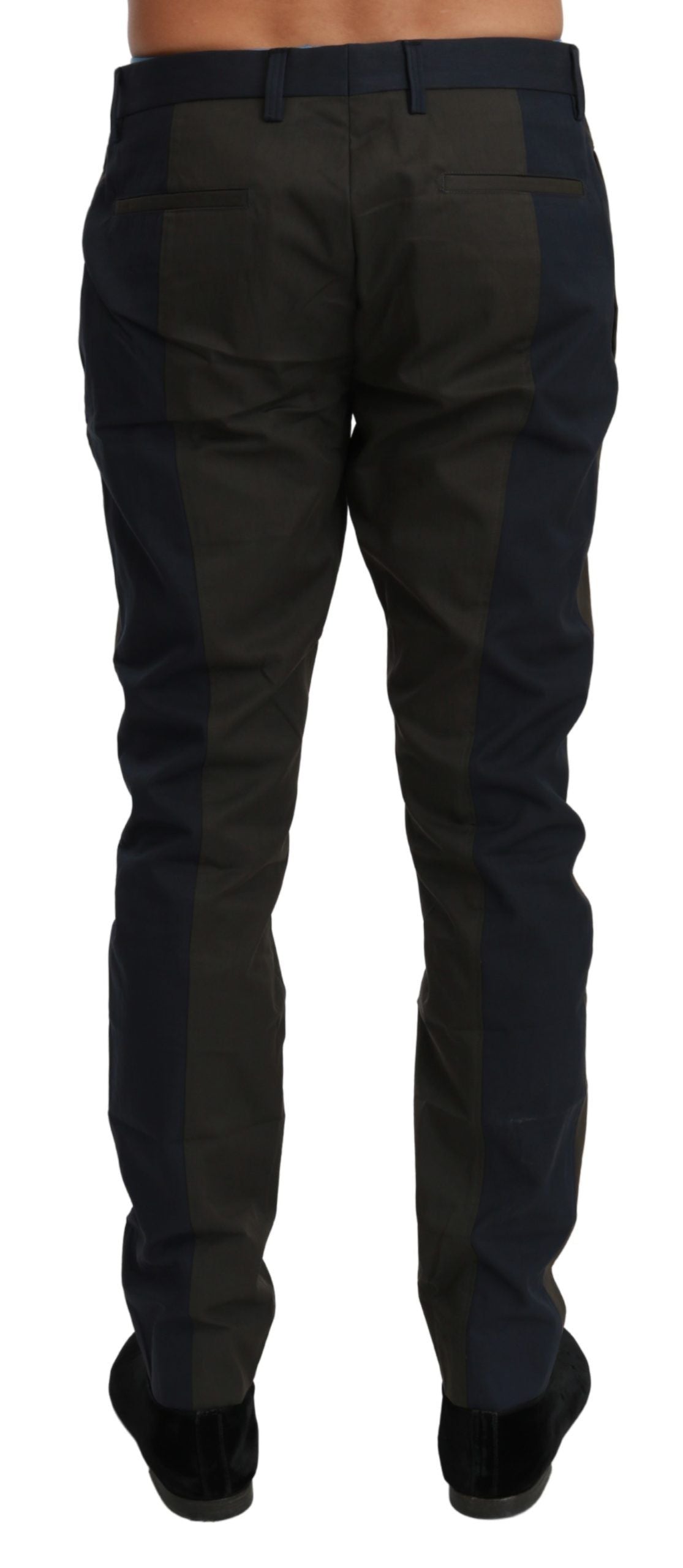Dolce & Gabbana Blue Gray Stripes Trouser Cotton Men's Pants