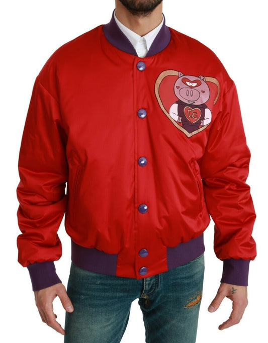 Dolce & Gabbana Red YEAR OF THE PIG Bomber Men's Jacket