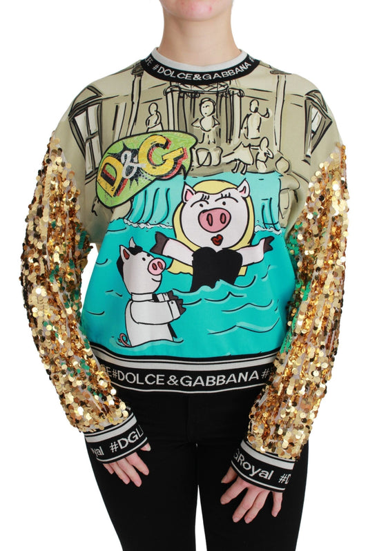 Dolce & Gabbana Year of the Pig Sequined Top  Women's Sweater