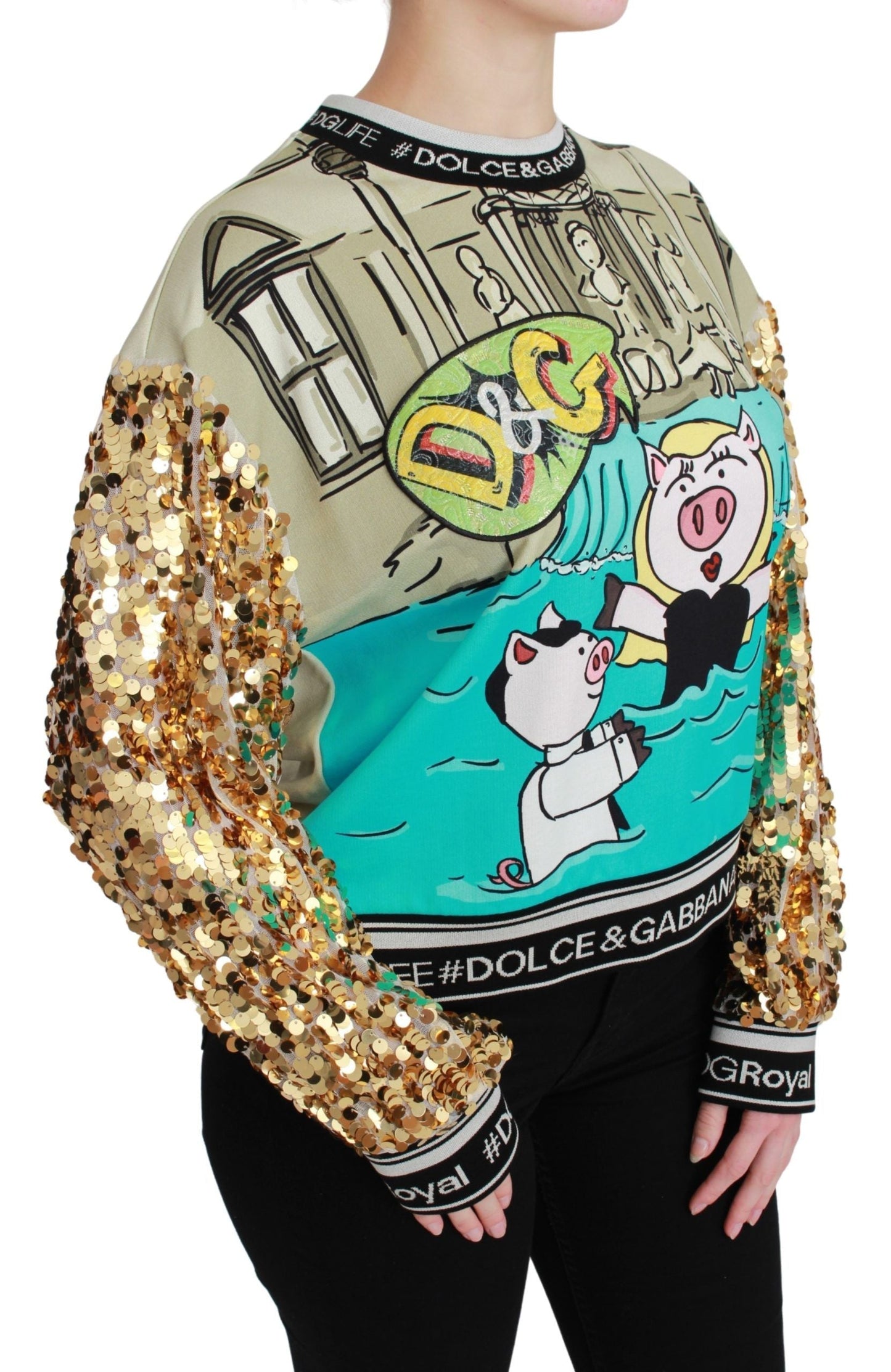 Dolce & Gabbana Year of the Pig Sequined Top  Women's Sweater