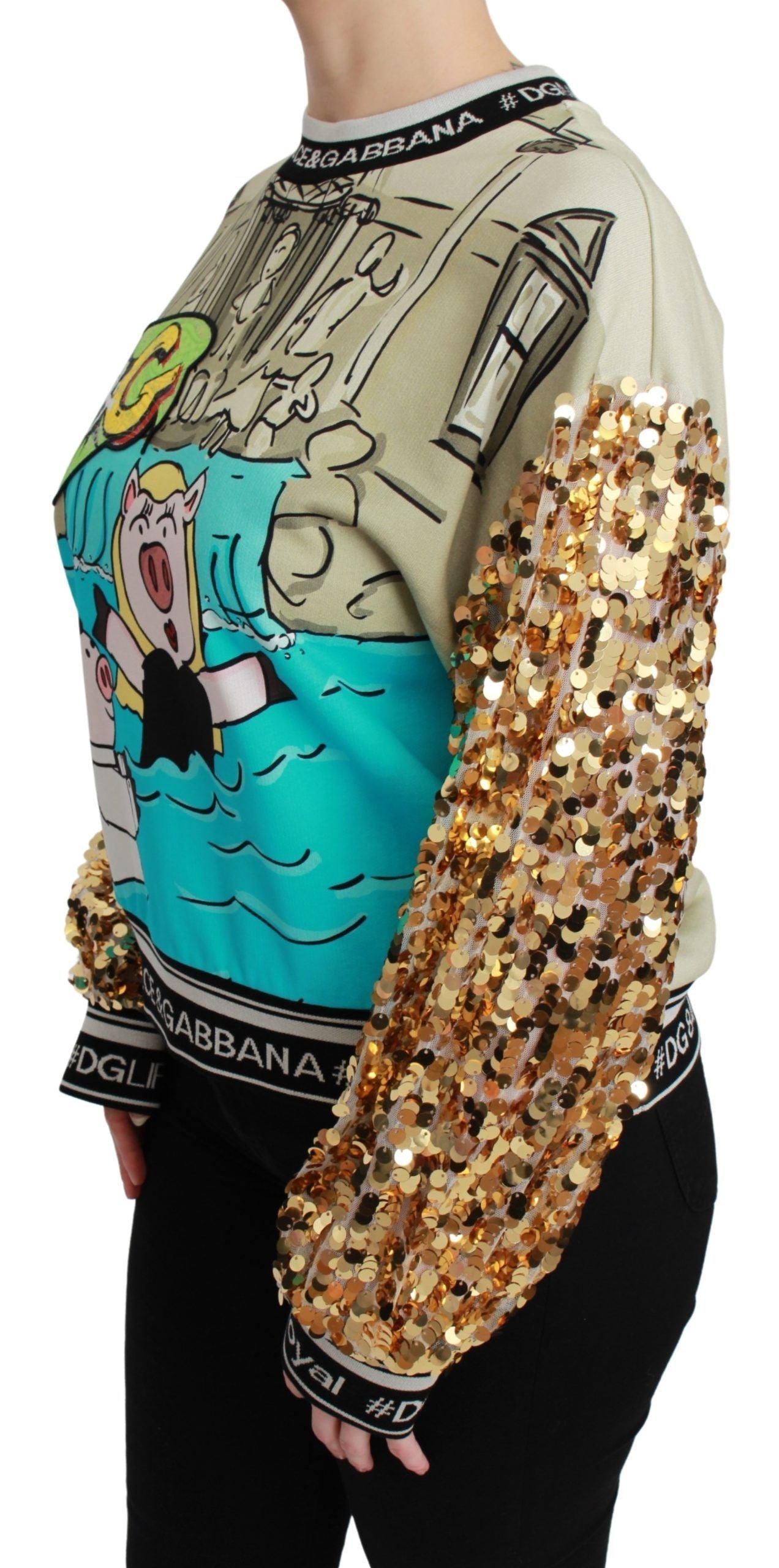 Dolce & Gabbana Year of the Pig Sequined Top  Women's Sweater