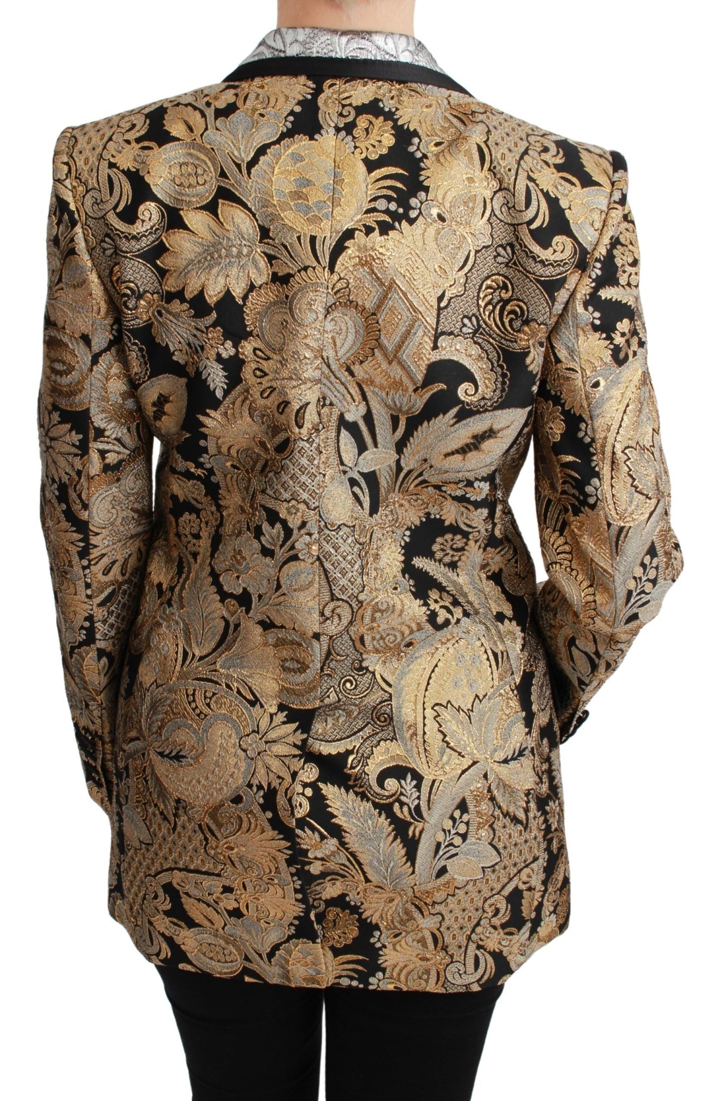 Dolce & Gabbana Black Gold Jacquard Blazer Women's Jacket