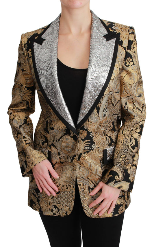 Dolce & Gabbana Black Gold Jacquard Blazer Women's Jacket