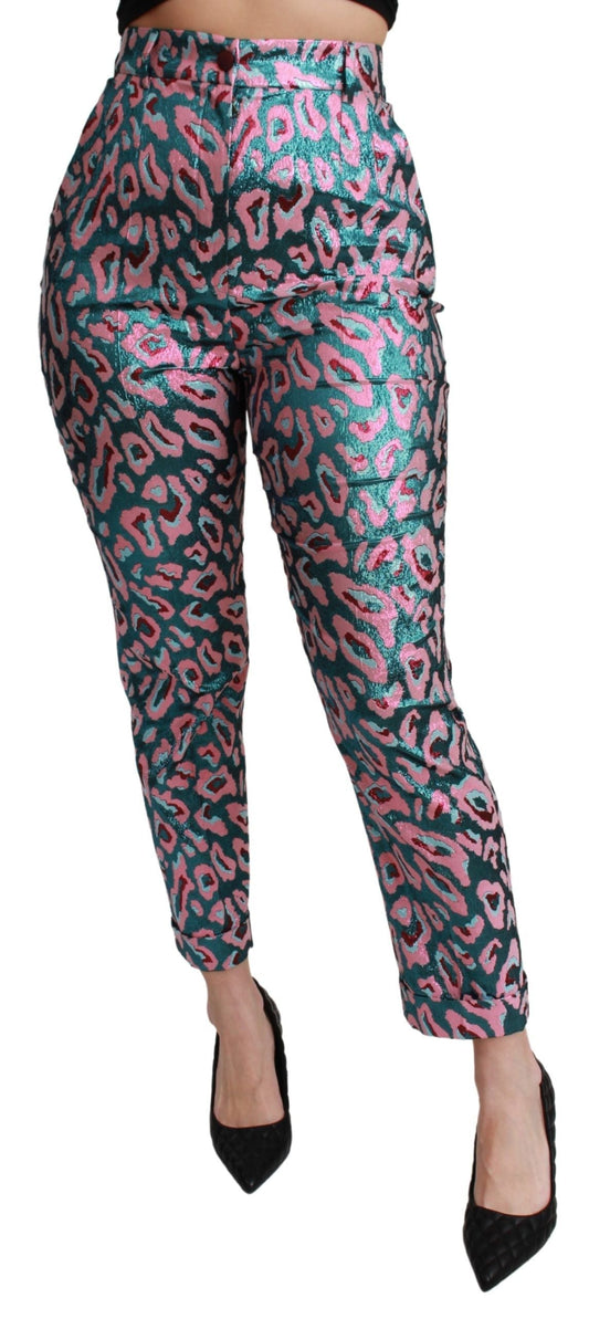 Dolce & Gabbana Multicolor Patterned Cropped High Waist Women's Pants