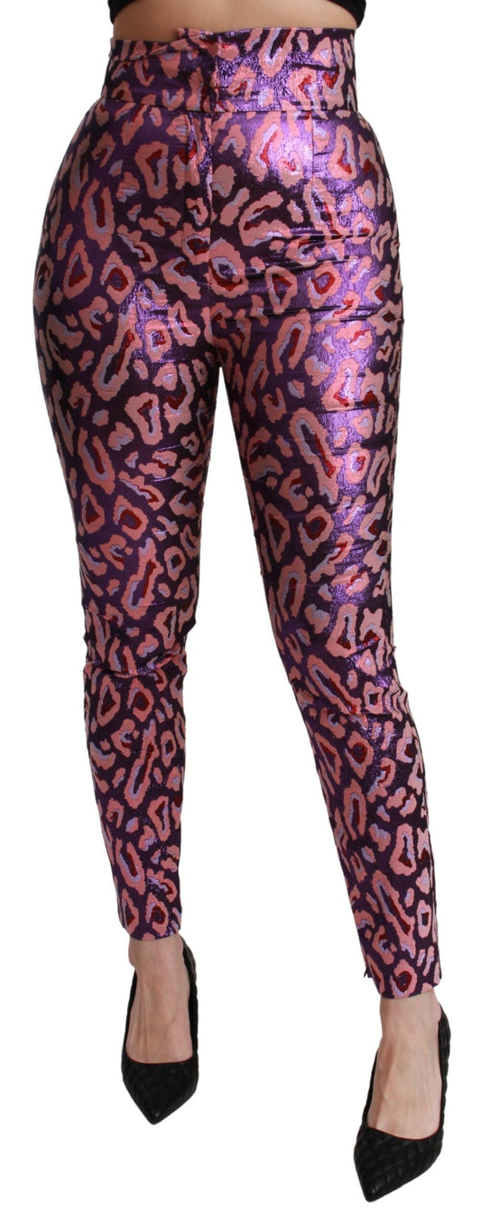 Dolce & Gabbana Multicolor Patterned Cropped High Waist Women's Pants