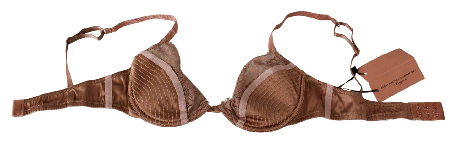 Ermanno Scervino Nude Lace Push Up Silk Women's Underwear