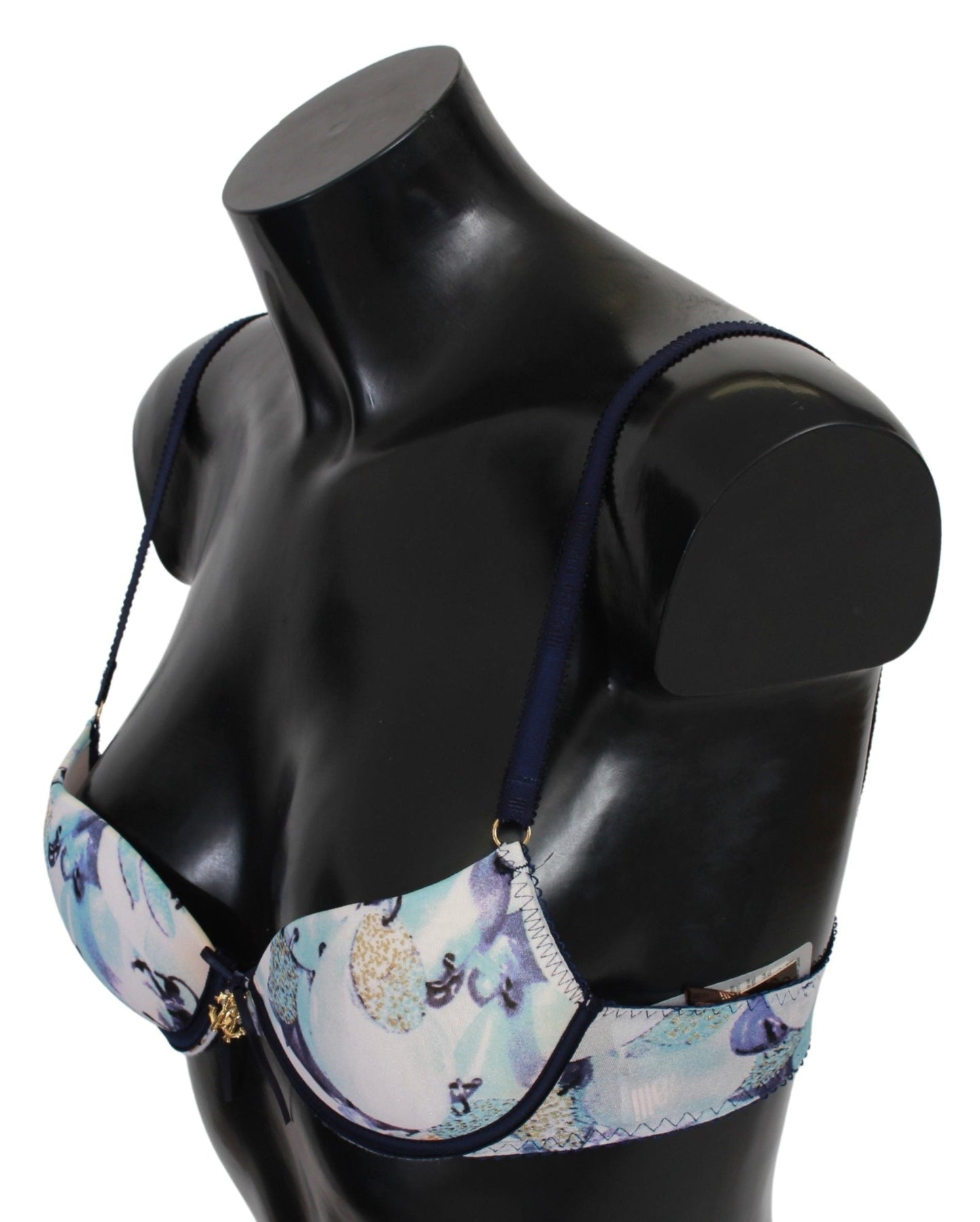 Roberto Cavalli Blue Printed Nylon Reggiseno Bra Women's Underwear