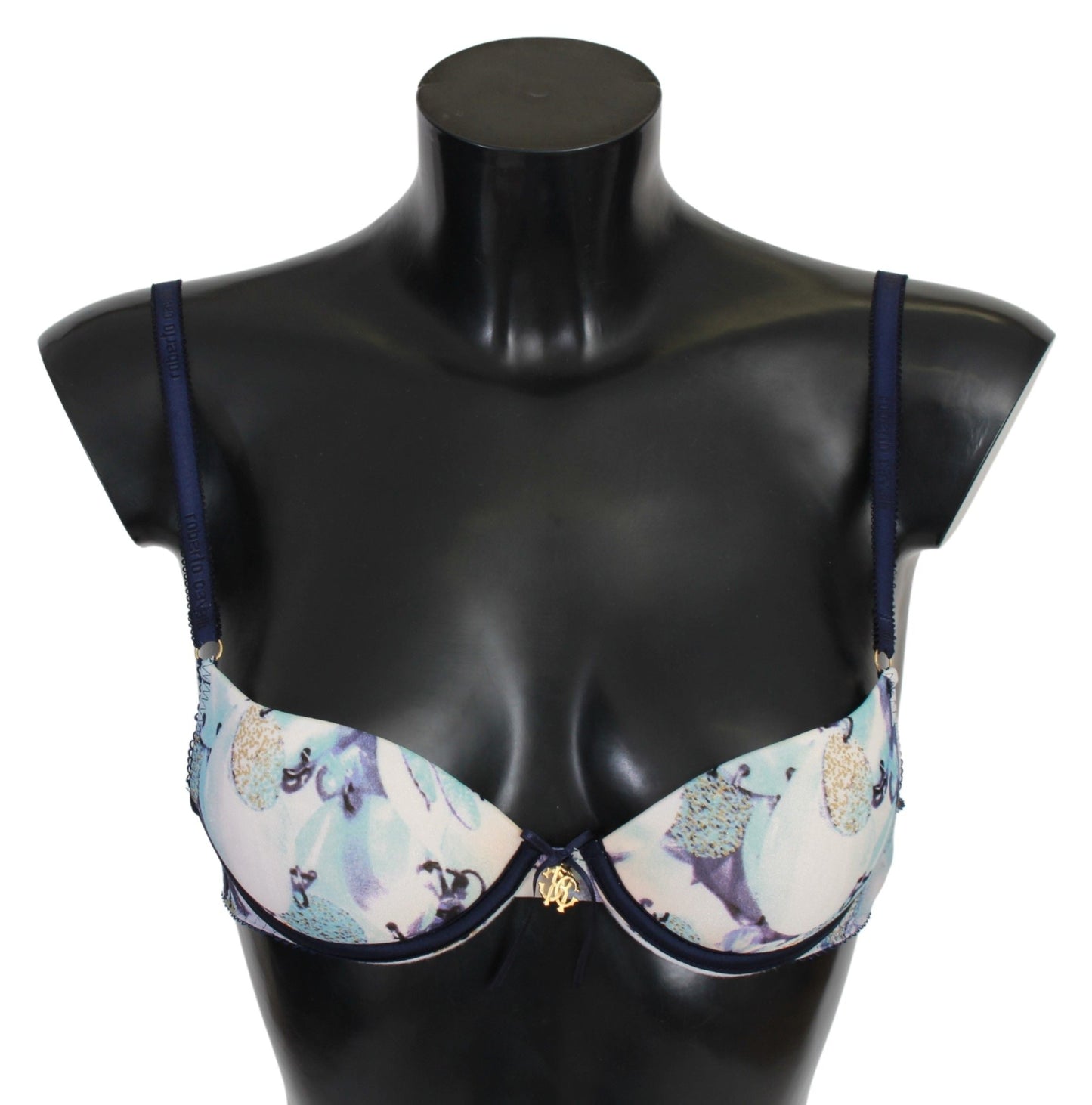 Roberto Cavalli Blue Printed Nylon Reggiseno Bra Women's Underwear