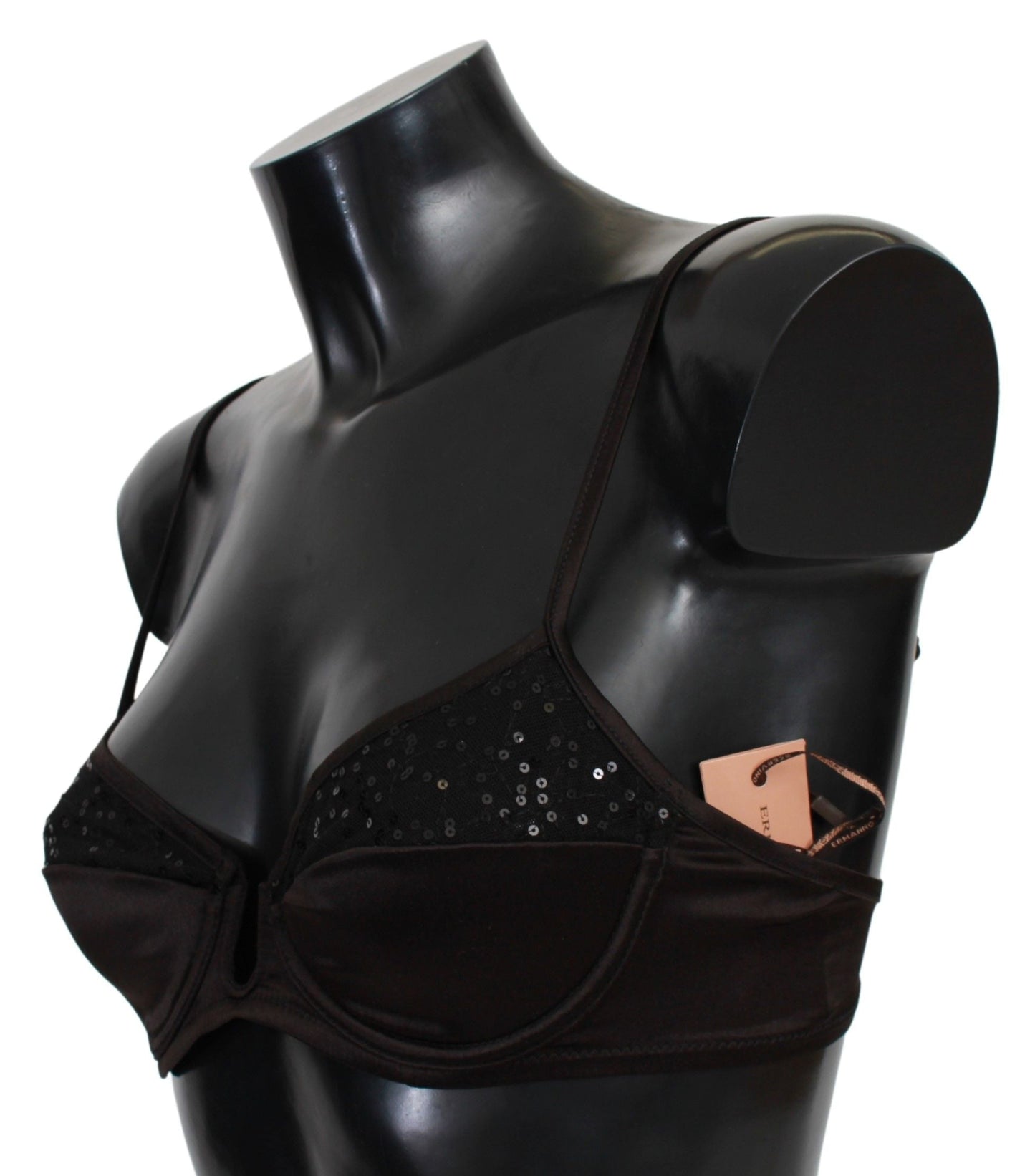 Ermanno Scervino Brown Sequined Balconcino Bra Women's Underwear