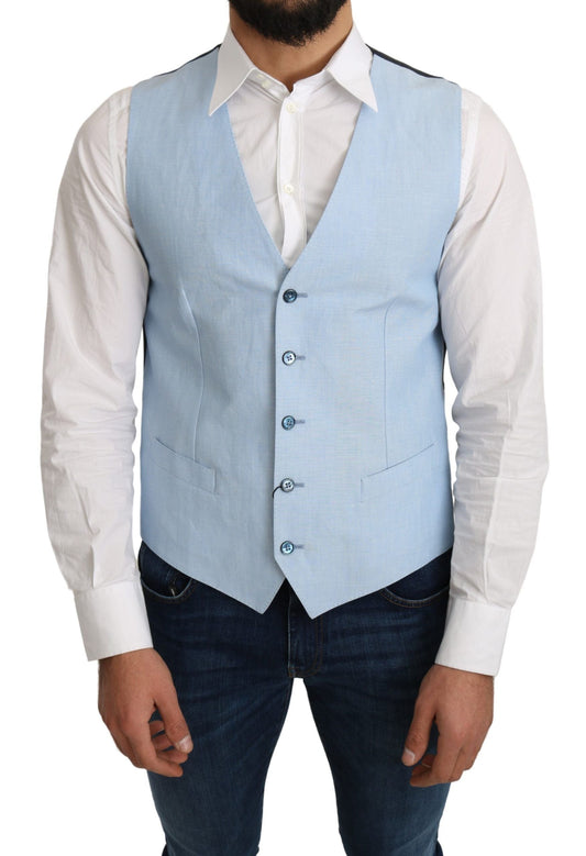 Dolce & Gabbana Blue Viscose Stretch Formal Coat Men's Vest