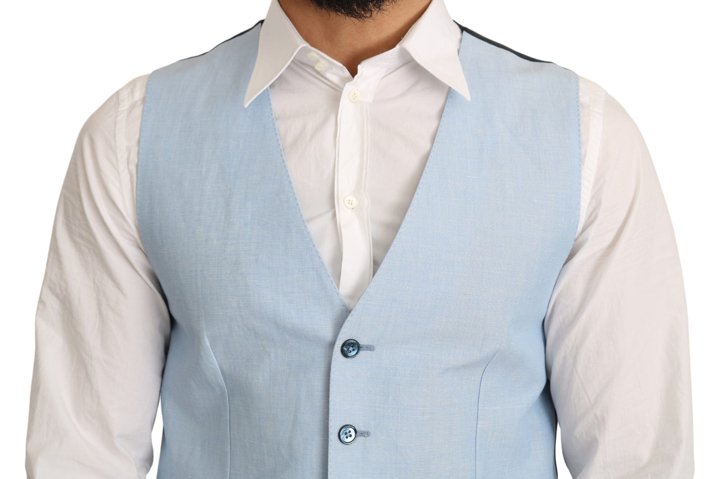Dolce & Gabbana Blue Viscose Stretch Formal Coat Men's Vest