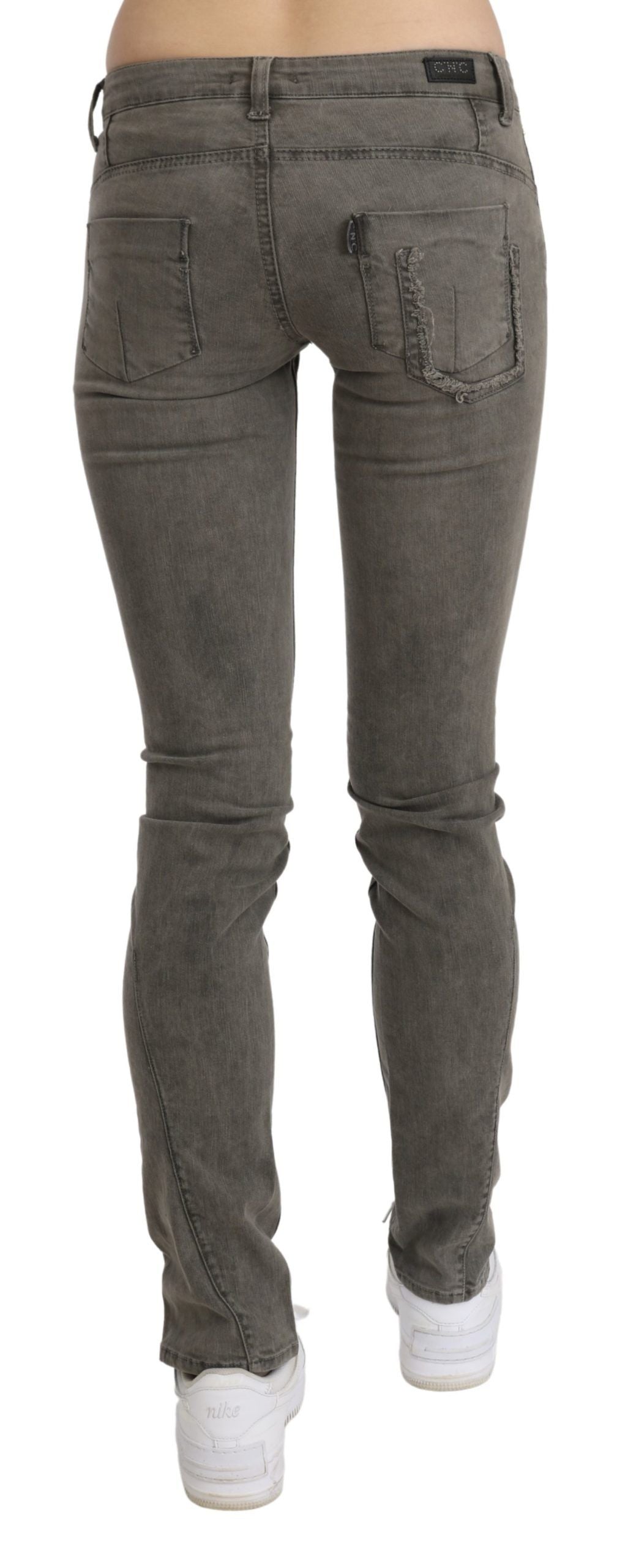 Costume National Gray Low Waist Skinny Denim Cotton Women's Jeans