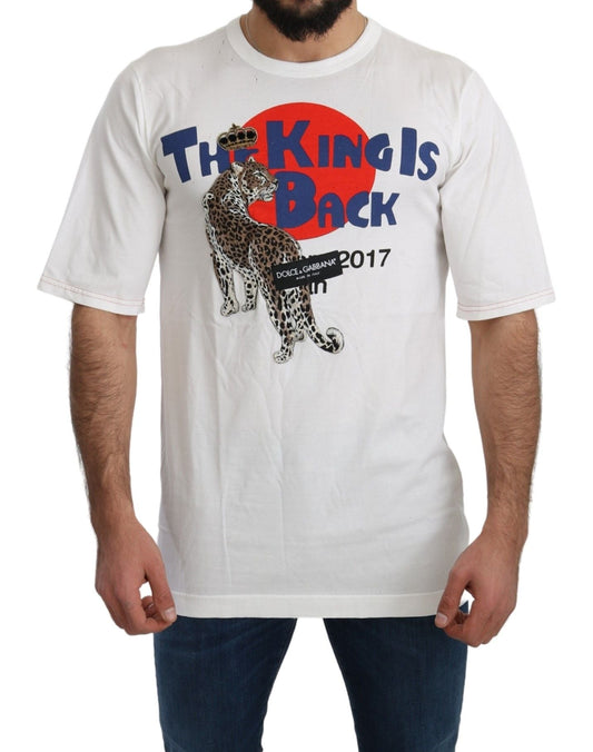 Dolce & Gabbana White Leopard Royal Top Men's T-shirt