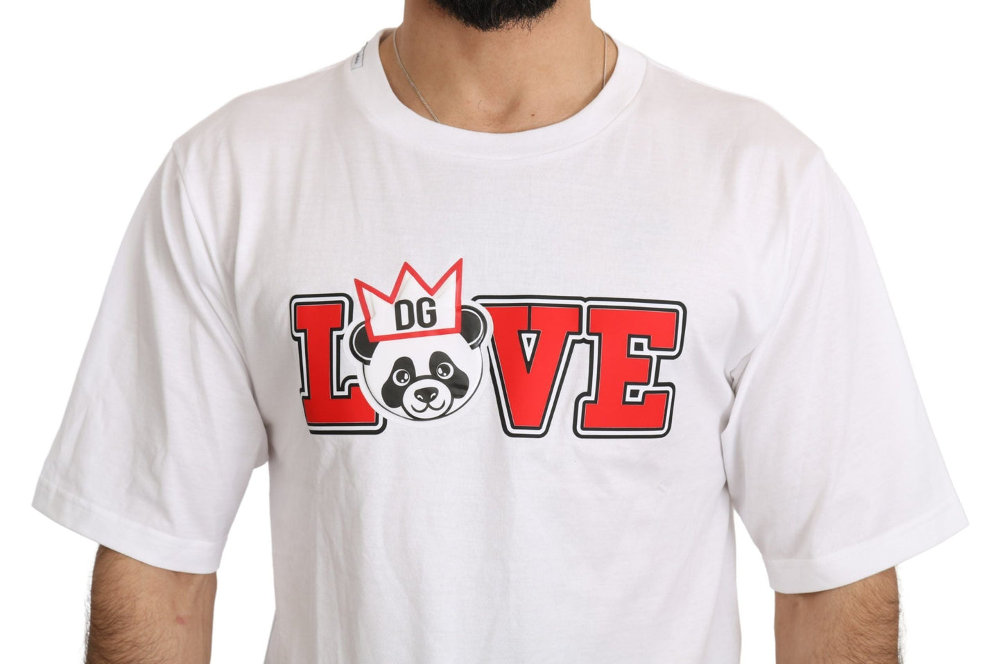 Dolce & Gabbana White Love Panda Print Top Men's T-shirt