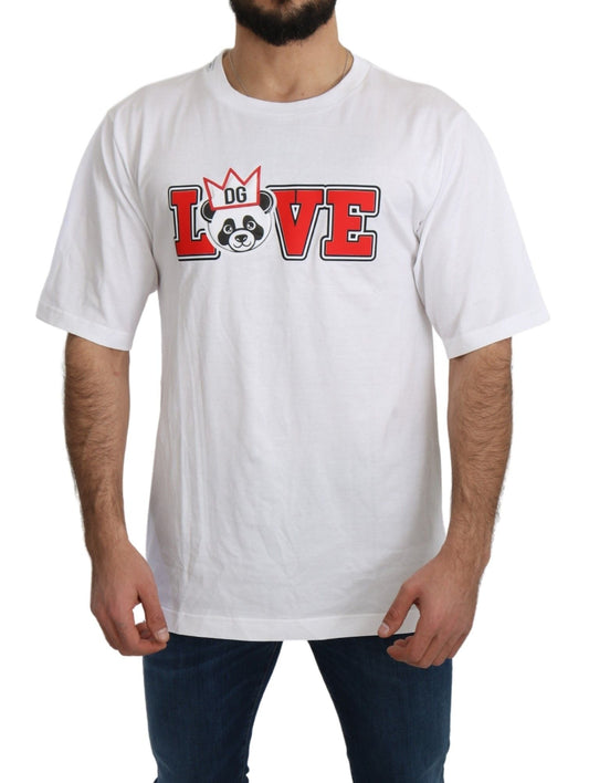 Dolce & Gabbana White Love Panda Print Top Men's T-shirt