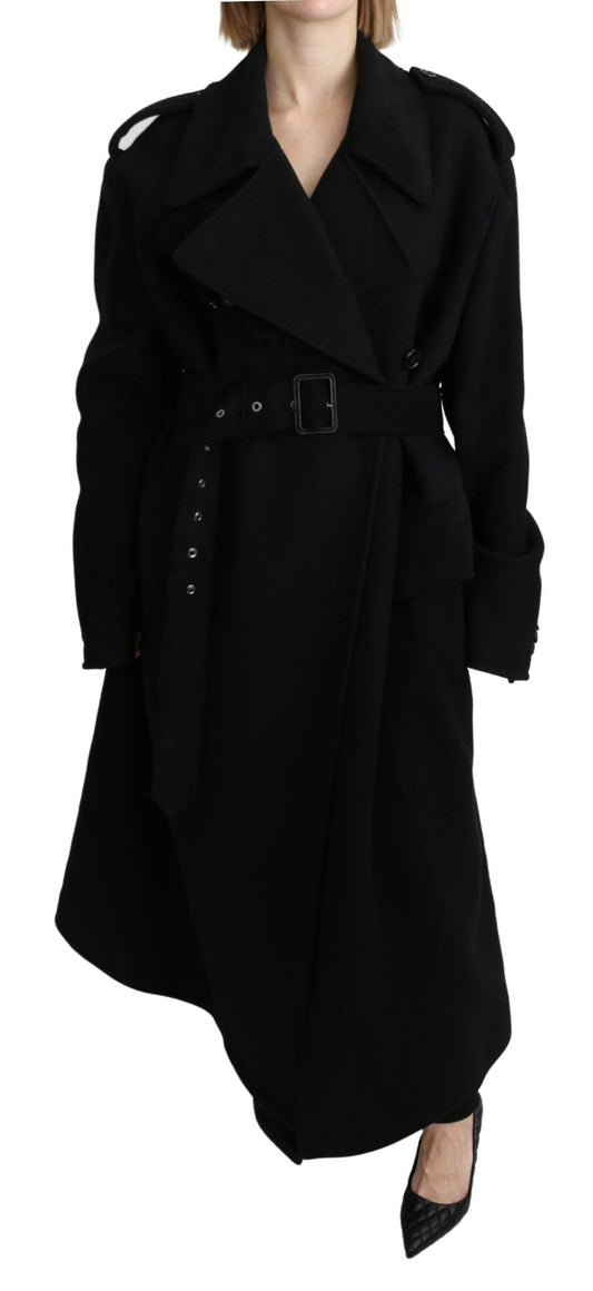 Dolce & Gabbana Virgin Wool Black Blazer Trenchcoat Women's Jacket