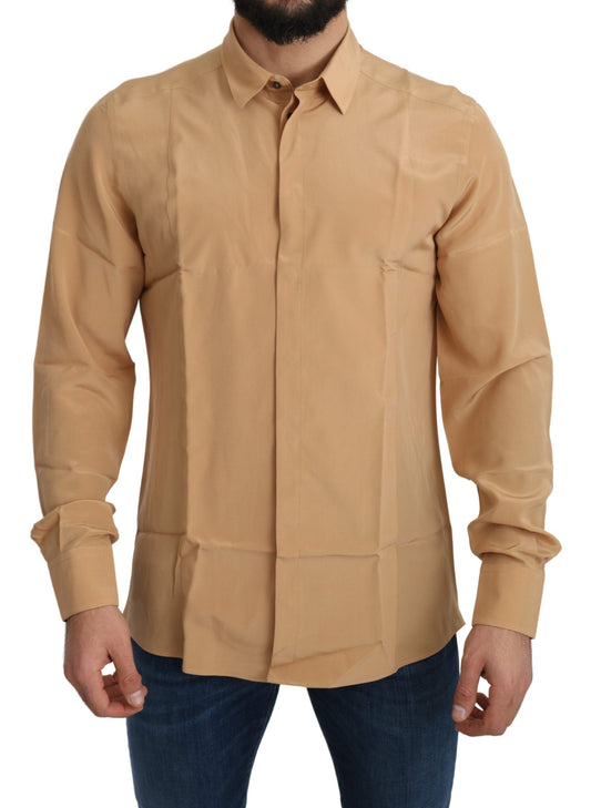 Dolce & Gabbana Yellow 100% Silk GOLD Top Slim Men's Shirt