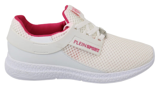Philipp Plein White Pink Polyester Becky Sneakers Women's Shoes