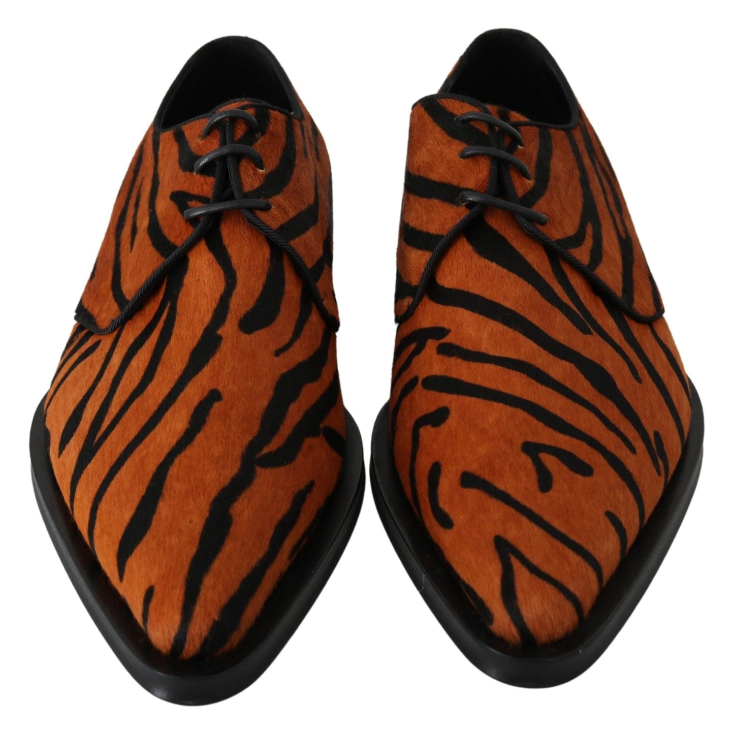 Dolce & Gabbana Orange Pony Hair Formal Dress Broque Women's Shoes