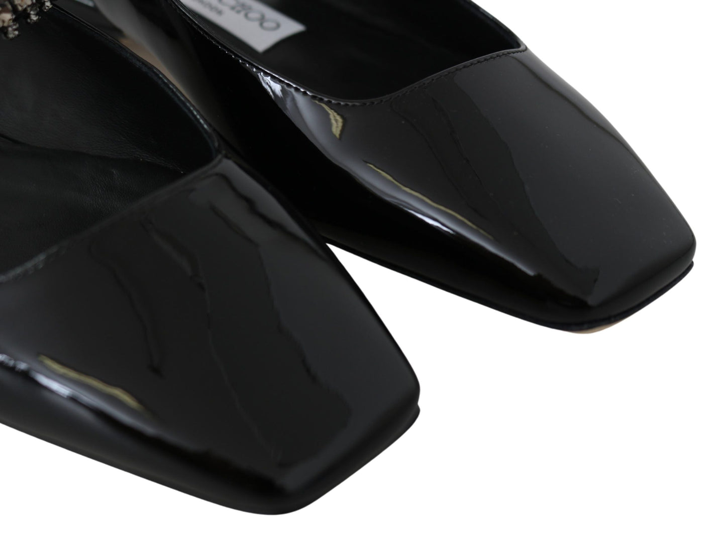 Jimmy Choo Black Patent Leather Mahdis Flat Women's Shoes