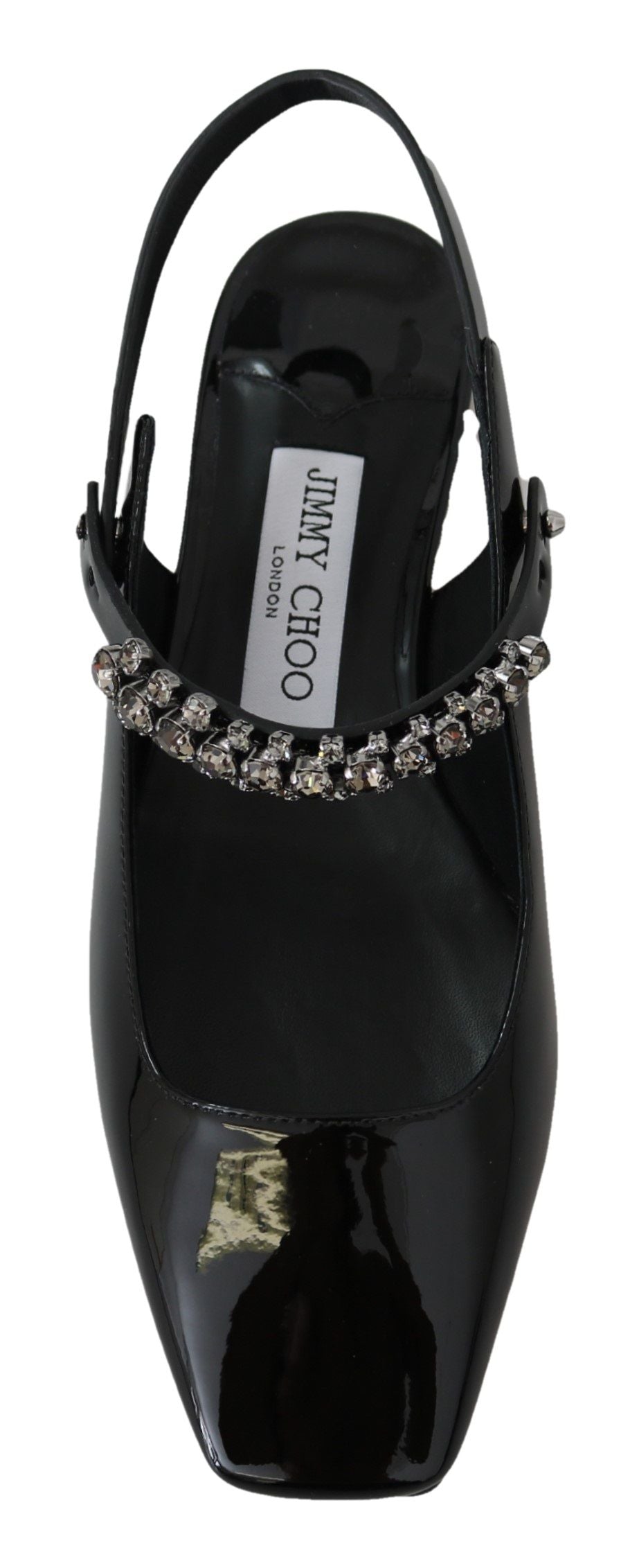 Jimmy Choo Black Patent Leather Mahdis Flat Women's Shoes