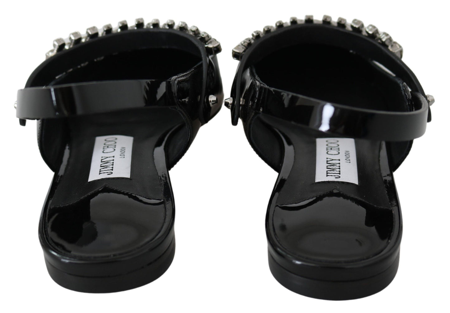 Jimmy Choo Black Patent Leather Mahdis Flat Women's Shoes