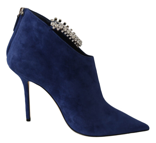 Jimmy Choo Pop Blue Leather Blaize 100 Boots Women's Shoes