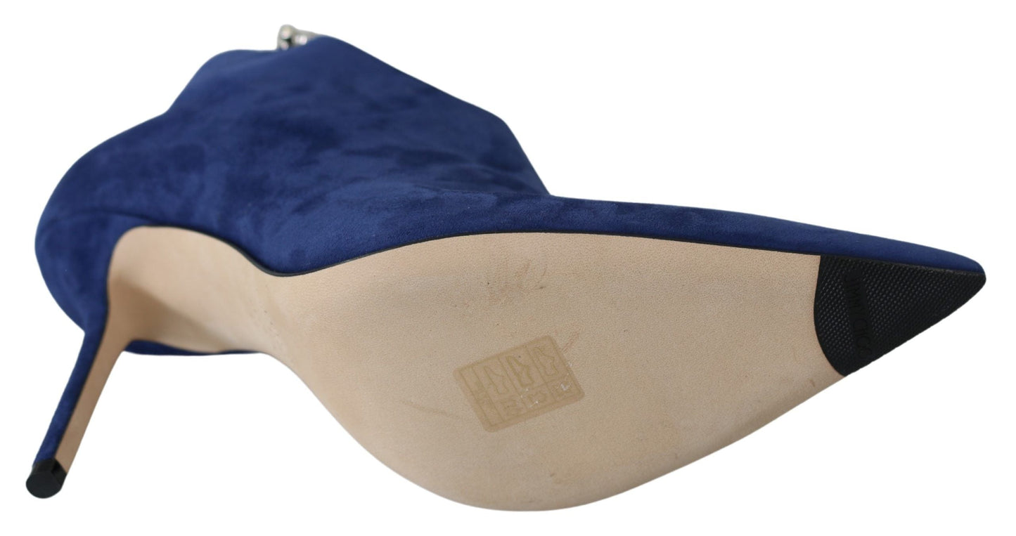 Jimmy Choo Pop Blue Leather Blaize 100 Boots Women's Shoes