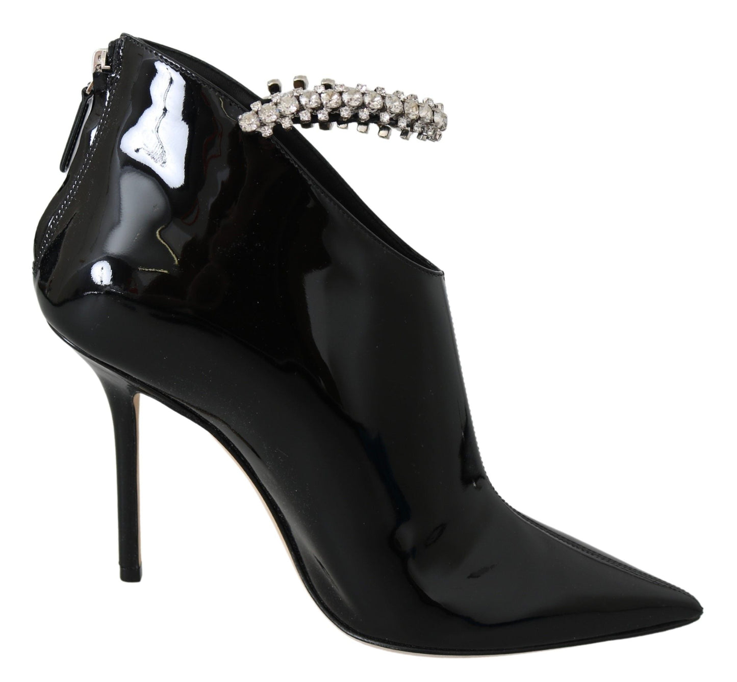 Jimmy Choo Black Leather Blaize 100 Pat Boots Women's Shoes