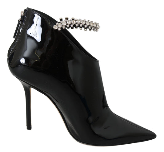 Jimmy Choo Black Leather Blaize 100 Pat Boots Women's Shoes