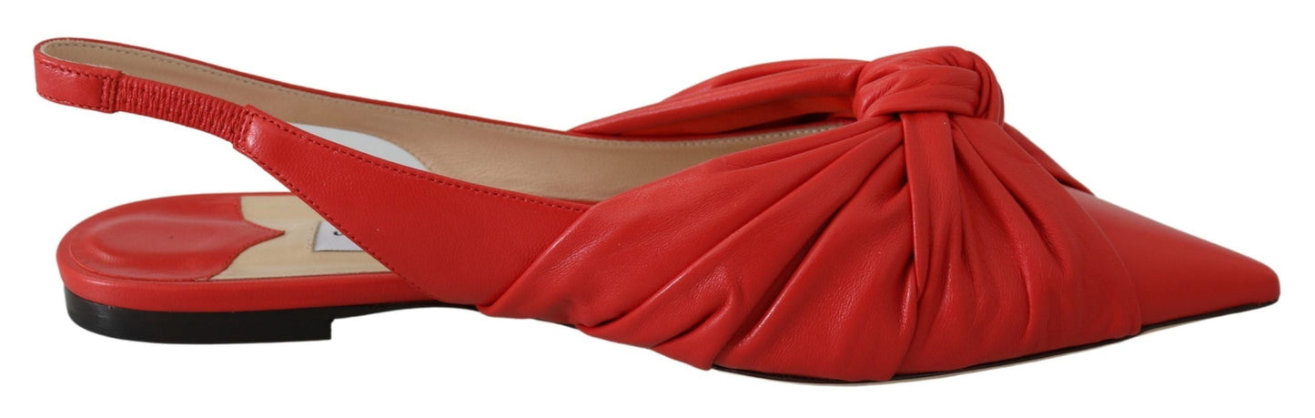 Jimmy Choo Annabell Flat Nap Chilli Leather Flat Women's Shoes