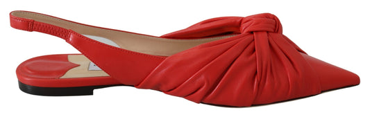 Jimmy Choo Annabell Flat Nap Chilli Leather Flat Women's Shoes