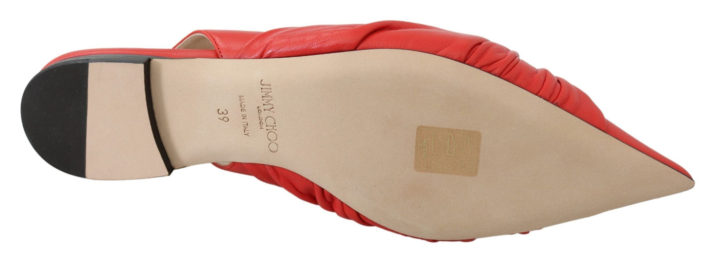 Jimmy Choo Annabell Flat Nap Chilli Leather Flat Women's Shoes
