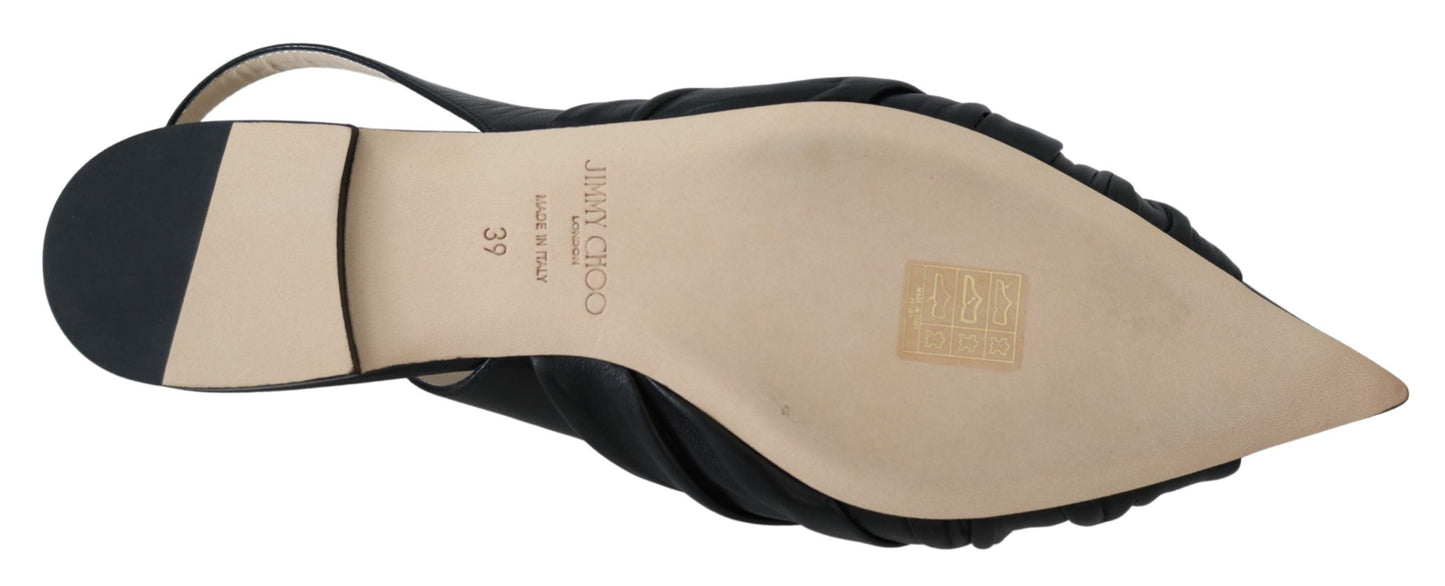 Jimmy Choo Black Leather Annabell Flat Women's Shoes