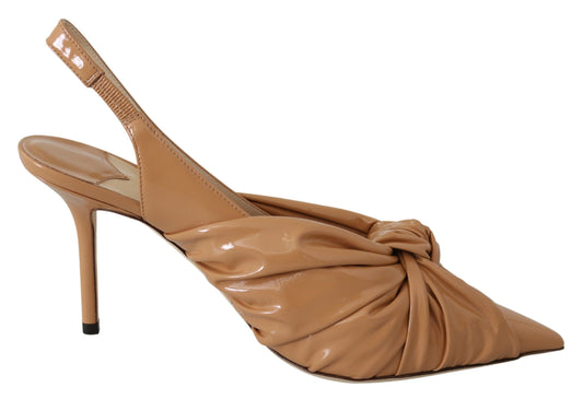 Jimmy Choo Caramel Brown Leather Annabell 85  Women's Pumps