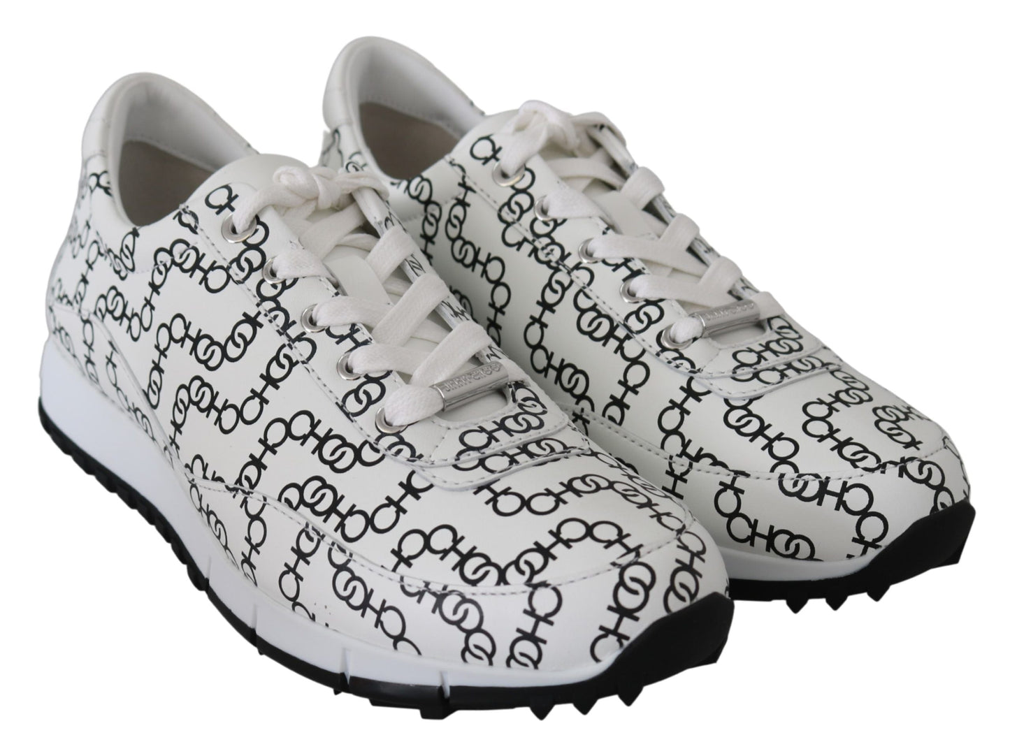 Jimmy Choo White and Black Leather Monza Women's Sneakers