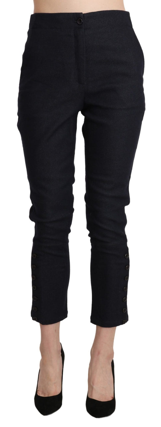 Ermanno Scervino Black High Waist Capri Cropped Cotton Women's Pants