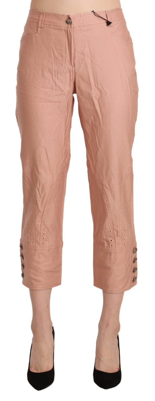 Ermanno Scervino Cotton Pink High Waist Cropped Trouser Women's Pants