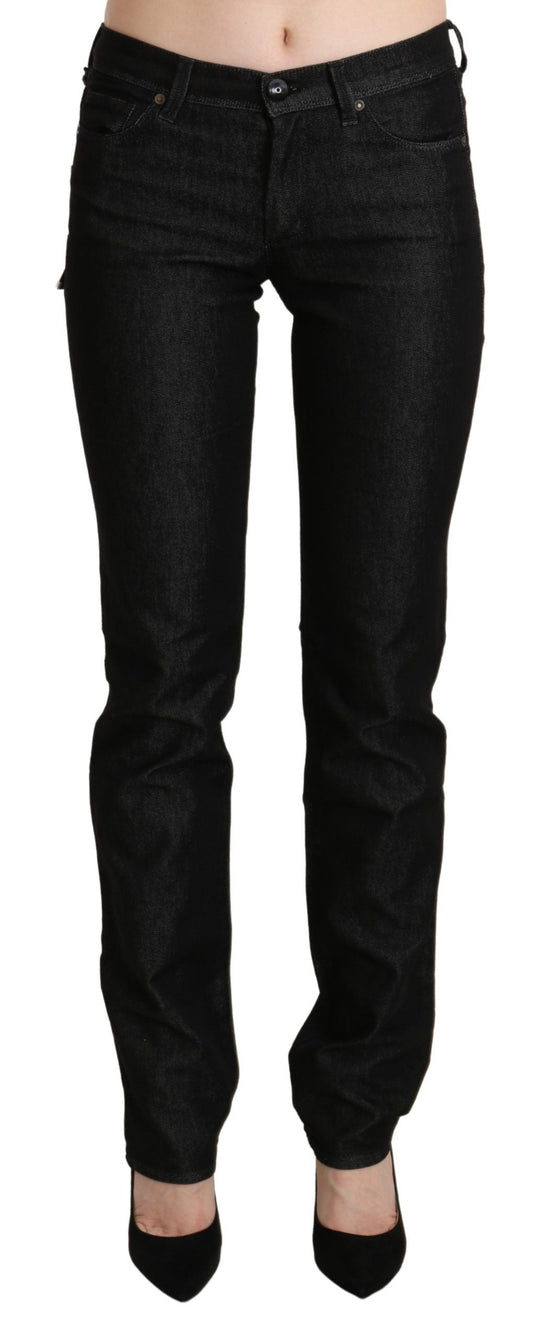 Ermanno Scervino Black Mid Waist Skinny Slim Denim Women's Trouser