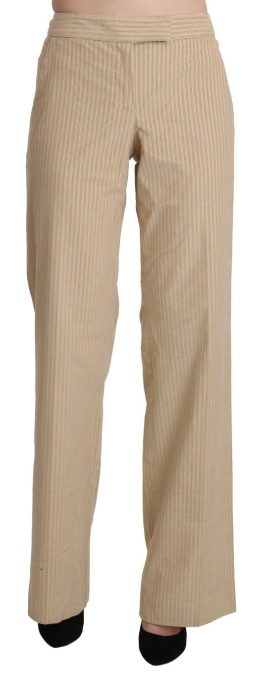 Ermanno Scervino Beige High Waist Flared Wide Leg Trouser Women's Pants