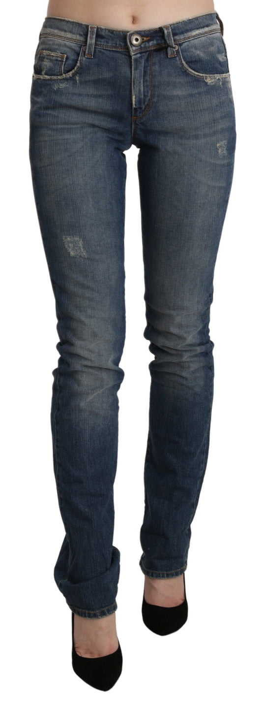 Ermanno Scervino Blue Washed Mid Waist Skinny Denim Women's Jeans